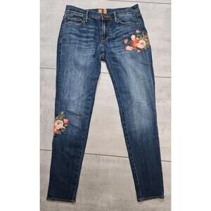 Driftwood Beau Floral Embroidered Jeans Womens 26x27 Denim